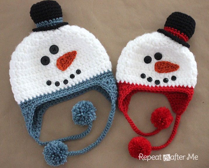Crochet Snowman Hat Pattern - Repeat Crafter Me